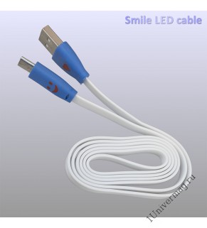 USB кабель Pro Legend светящийся  micro USB,  белый, 1м