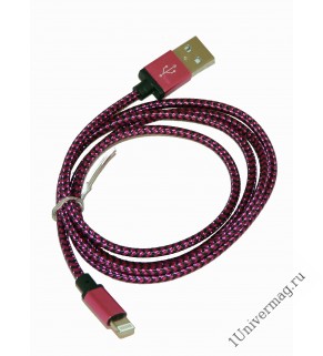 USB кабель Pro Legend Iphone 5, 6s, 8 pin, текстиль, фиолетовый, 1м