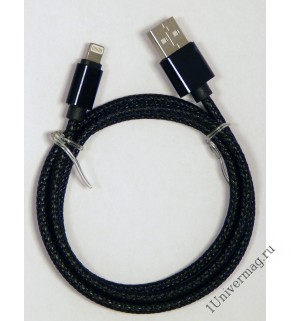 USB кабель Pro Legend Iphone 5, 6s, 8 pin, текстиль, черный, 1.4 м