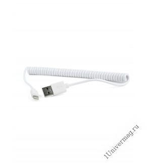 USB кабель Pro Legend Iphone 8 pin, спиральный, белый, 1.5м
