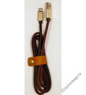 USB кабель Pro Legend Iphone 8 pin, кожанный, красный, 1м