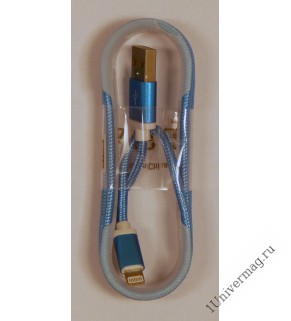 USB кабель Pro Legend Iphone 5, 6s, 8 pin, текстиль, голубой, 1м