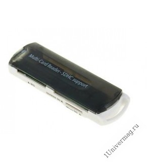 USB картридер универсальный, черный (SD, SDHC, RS MMC, Micro SD, M2, MS PRO Duo, Mini sd до 64)