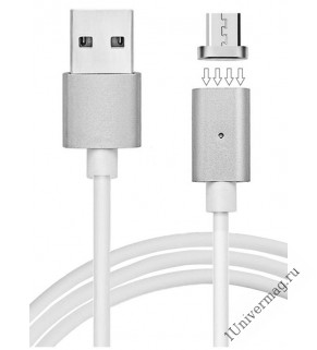 Магнитный кабель Pro Legend USB 2.0 A вилка <--> Micro USB, белый 1 м.