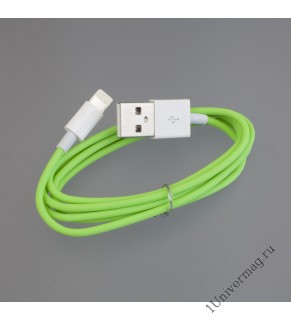 USB кабель Pro Legend плоский Iphone 5, 6s, 8 pin, 1м,  зеленый