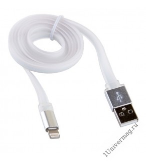 USB кабель Pro Legend плоский Iphone 5, 6s, 8 pin, 1м,  белый