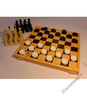 Шахматы + шашки, доска пластик 30х30 см
