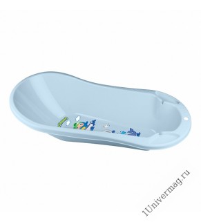 Ванна детская с клапаном для слива воды и аппликацией (светло-голубой)