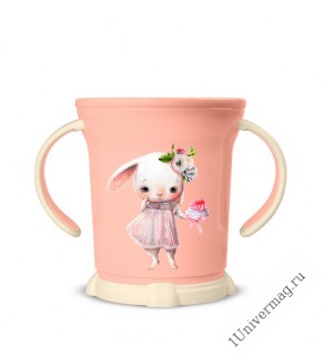 Чашка детская с декором, 270мл (светло-розовый)