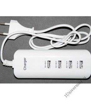 Сетевое зарядное устройство, универсальное, 4 USB порта, 6A, 20W