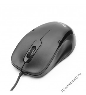 Мышь Gembird MOP-100, USB, черный, 2 кнопки+колесо кнопка, 1000 DPI, кабель 1.45м