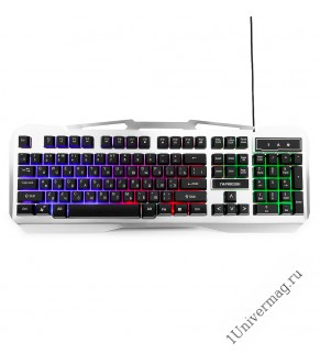Клавиатура игровая Гарнизон GK-500G, металл, подсветка, USB, черный/серый, антифантомные клавиши