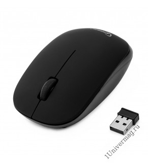 Мышь беспров. Gembird MUSW-220, черный, soft touch, 2 кнопки+колесо-кнопка, 2.4ГГц, 1000 dpi