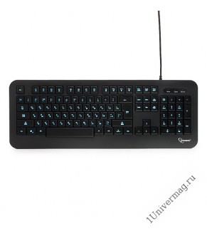 Клавиатура с подсветкой Gembird KB-230L, USB, черный, 104 клавиши, подсветка 3 цвета, кабель 1.45м
