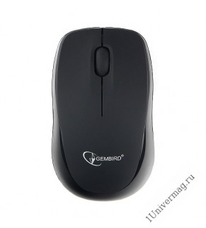 Мышь беспроводная Gembird MUSW-360, 2.4ГГц, черный, 2 кнопки+колесо-кнопка, 1000 DPI, батарейки в ко