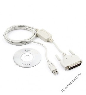 Конвертер COM устройство -> USB порт Gembird/Cablexpert UAS112, DB25M/AM, 1.8м, блистер