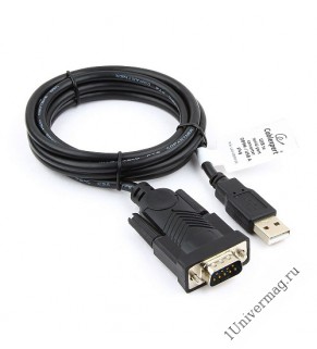 Конвертер USB->SERIAL Gembird  UAS-DB9M-02 AM/DB9M, 1,5 м, PL2303TA, WinXP-Win8, черный, пакет