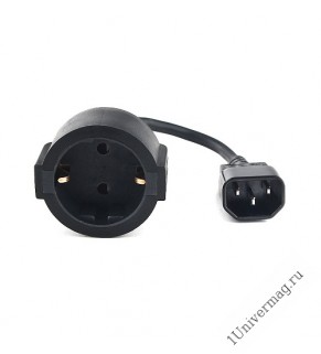 Удлинительный кабель питания Cablexpert PC-SFC14M-01, 15см, C14 - евро-розетка