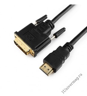 Кабель HDMI-DVI Gembird/Cablexpert CC-HDMI-DVI-10, 19M/19M, 3.0м, single link, черный, позол.разъемы