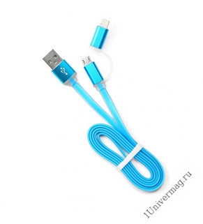 Кабель USB 2.0 Cablexpert CC-mAPUSB2bl1m, AM/microBM 5P - iPhone lightning, 1м, комбо кабель, алюмин