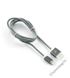 Кабель USB 2.0 Cablexpert CCB-ApUSBgy1m, AM/Lightning 8P, 1м, мультиразъем USB A, армированная оплет