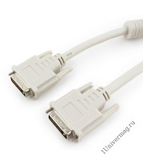 Кабель DVI-D single link Gembird/Cablexpert CC-DVI-6C, 19M/19M, 1.8м, серый, экран, феррит.кольца, п