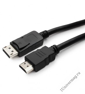 Кабель DisplayPort->HDMI Gembird/Cablexpert CC-DP-HDMI-3M, 3м, 20M/19M, черный, экран, пакет