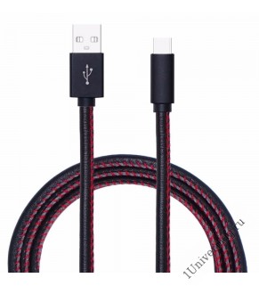 USB кабель Pro Legend Type-C, кожанный, черный, 1м