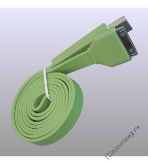 USB кабель Pro Legend плоский Iphone 4, 30 pin, 1м,  зеленый