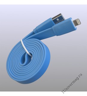 USB кабель Pro Legend плоский Iphone 5, 6s, 8 pin, 1м,  голубой
