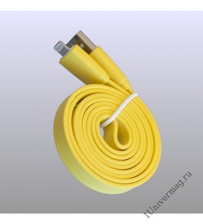 USB кабель Pro Legend плоский Iphone 5, 6s, 8 pin, 1м,  жёлтый