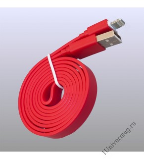 USB кабель Pro Legend плоский Iphone 5, 6s, 8 pin, 1м,  красный