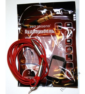 Кабель соединительный Pro Legend, 3.5 Jack (M)  - 3.5 Jack (M) плоский кабель, красный, 1м.