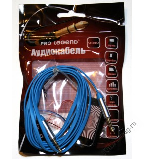 Кабель соединительный Pro Legend, 3.5 Jack (M)  - 3.5 Jack (M) плоский кабель, синий, 1м.
