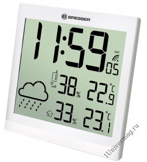 Метеостанция (настенные часы) Bresser TemeoTrend JC LCD с радиоуправлением, белая