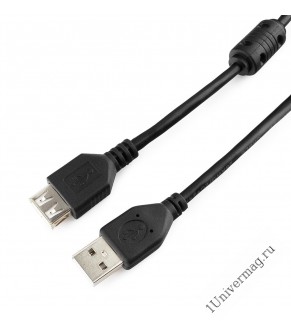 Мультимедийный кабель USB2.0 А вилка-USB А розетка, 3 метра, серый (CCF-USB2-AMAF-10)