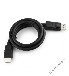 Кабель DisplayPort->HDMI Gembird/Cablexpert CC-DP-HDMI-6, 1,8м, 20M/19M, черный, экран, пакет (20106