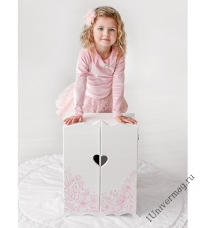 Игрушка детская: шкаф с дизайнерским цветочным принтом (коллекция "Diamond princess" белый).