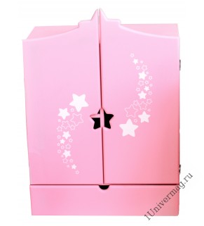 Игрушка детская: шкаф с дизайнерским звёздным принтом с выдвижным ящиком розовый