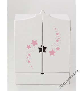 Игрушка детская: шкаф с дизайнерским звёздным принтом с выдвижным ящиком белый